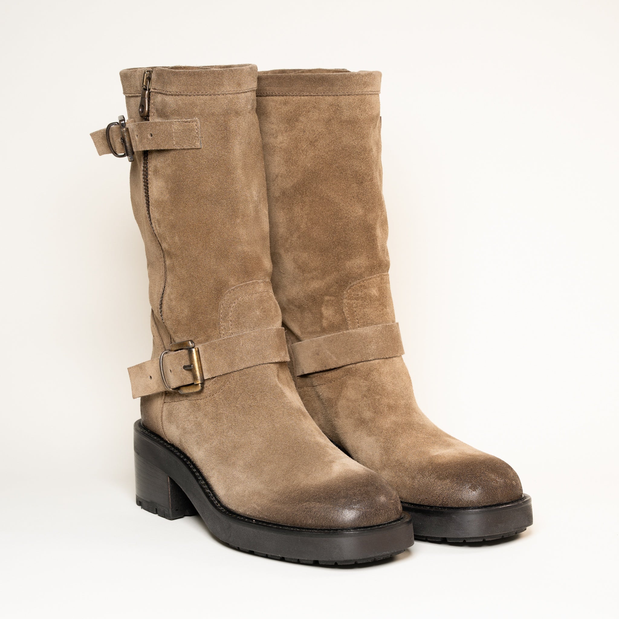 SMR Biker E1468E1 bottines daim beige talon 6 cm