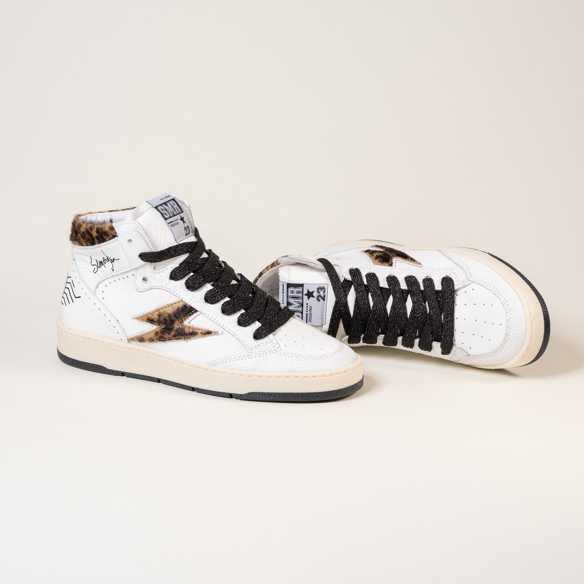 Semerdjian Braga E131 baskets blanc léopard cuir