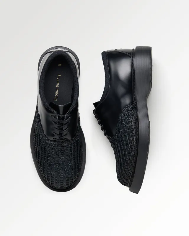 Filling Pieces Bulky Derby Panier derby cuir tressé noir Black