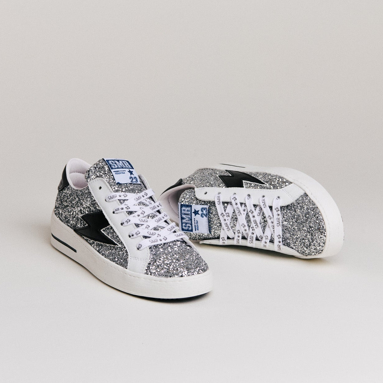 SMR Maya C781 baskets glitter argent éclair noir