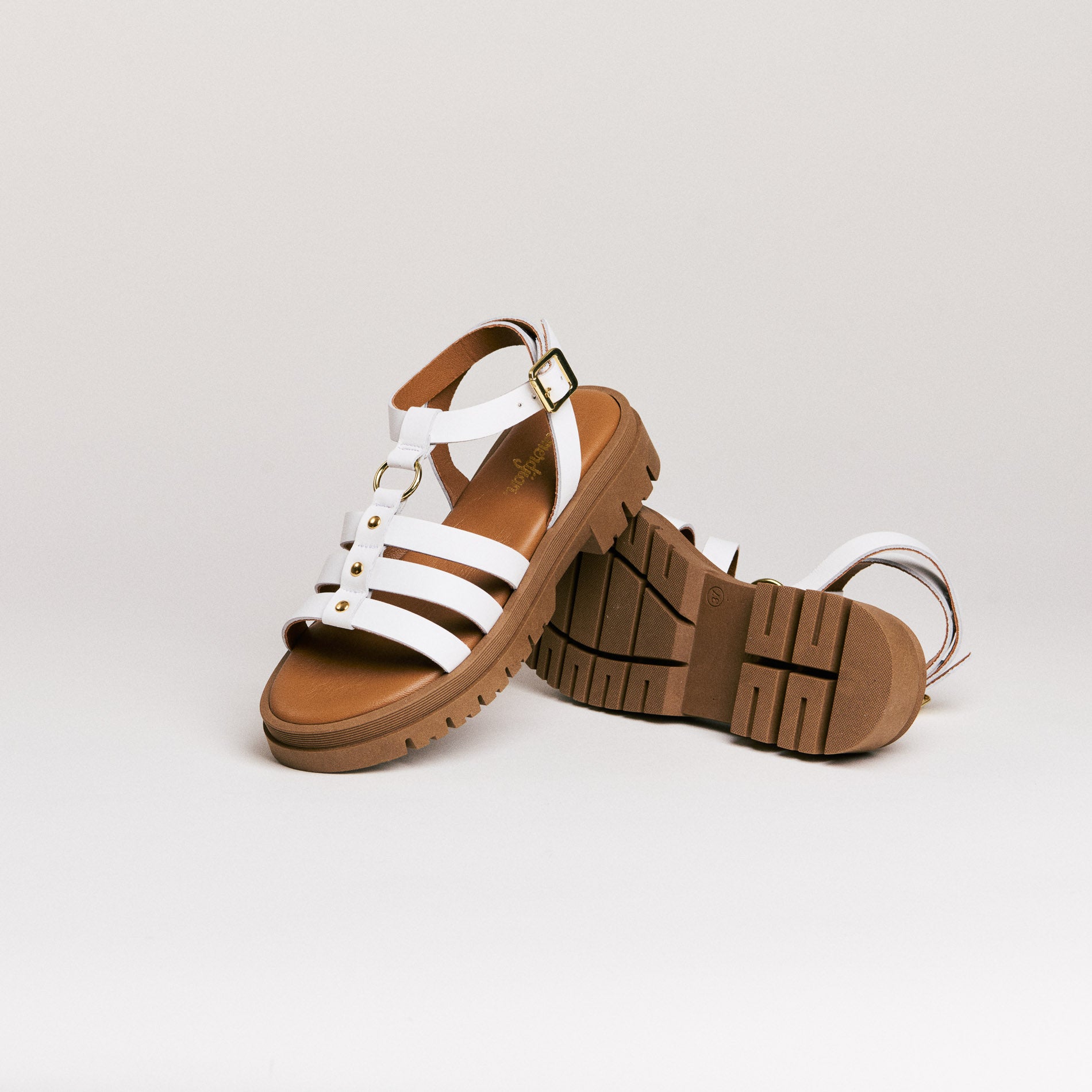SMR Semerdjian Clara Vitello Sandales Cuir Blanc 4cm
