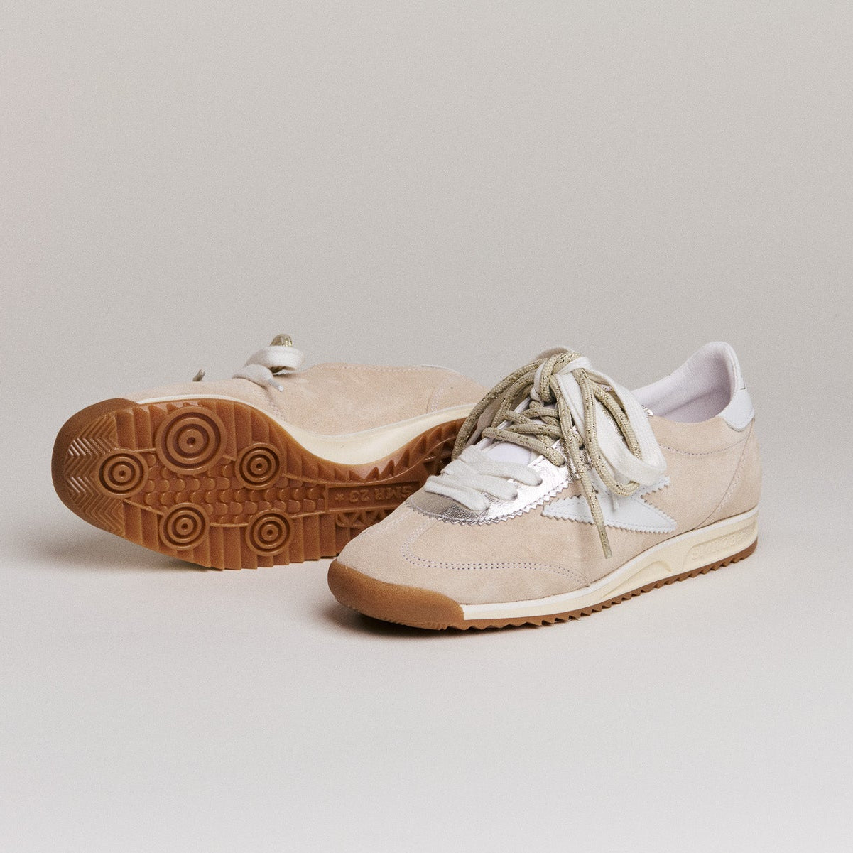SMR Baskets Joyce D617 daim beige blanc