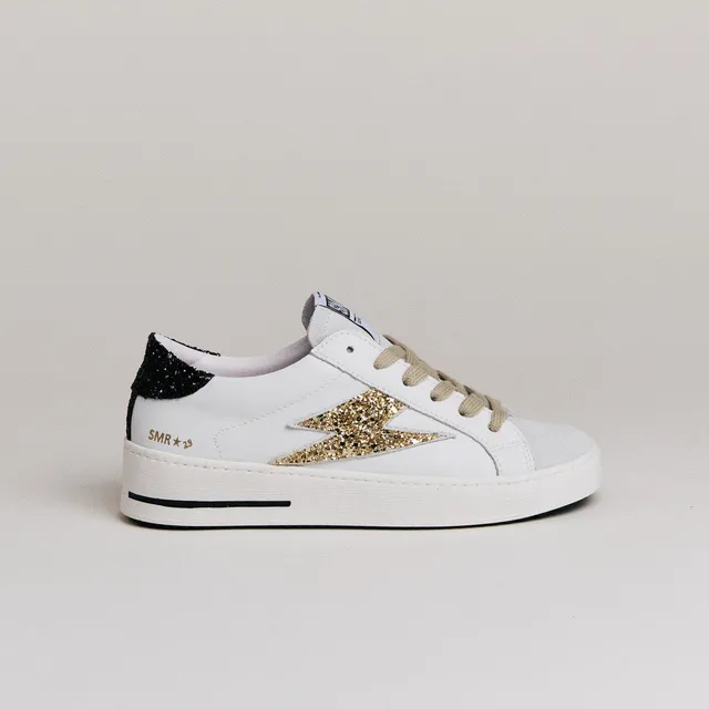 SMR Semerdjian Maya 8672 baskets cuir blanc or noir