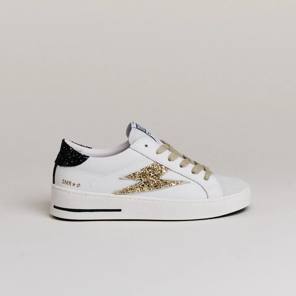 SMR Semerdjian Maya 8672 baskets cuir blanc or noir