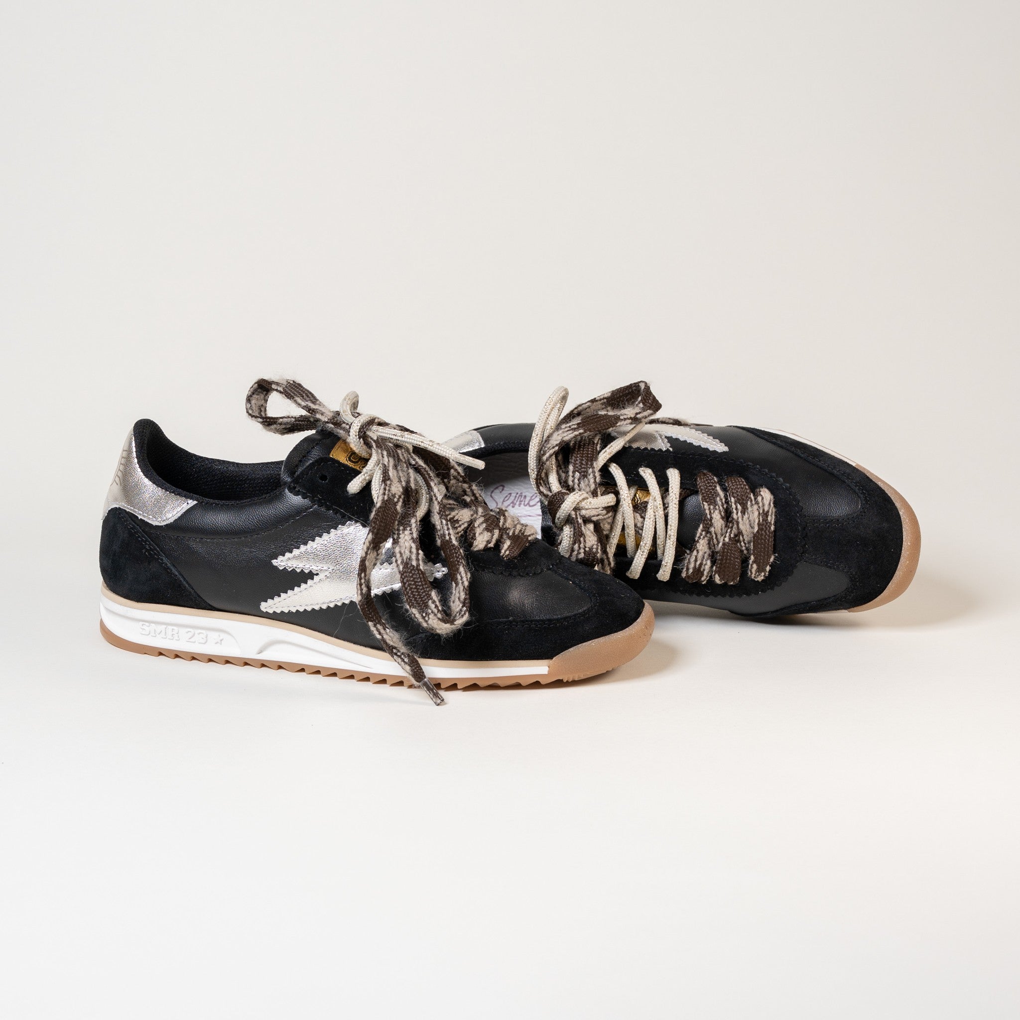 Semerdjian Joyce E322 baskets noir argent cuir