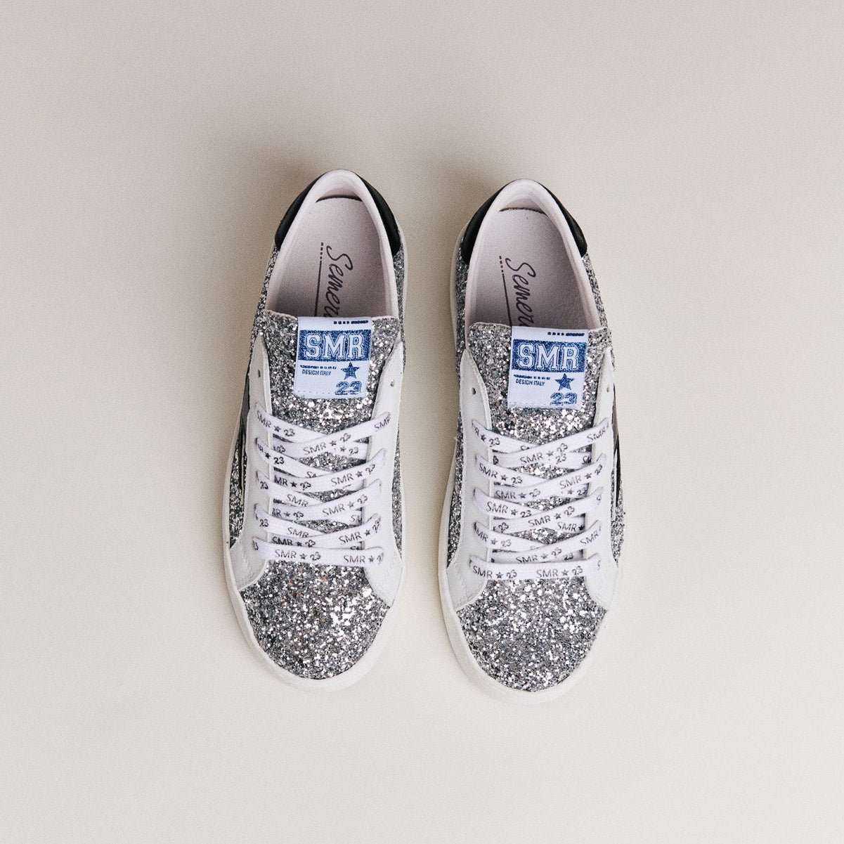 SMR Maya C781 baskets glitter argent éclair noir