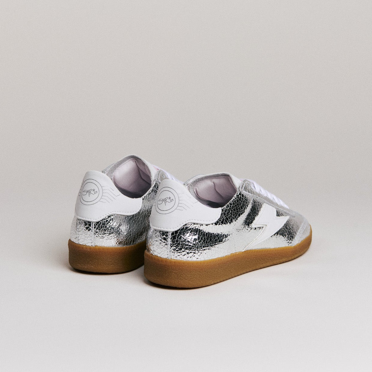 SMR Emily D328 baskets cuir argent crack