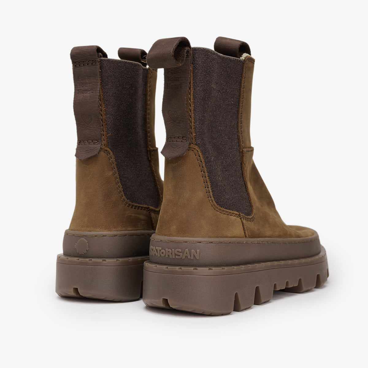 Satorisan Unalome Elastics Premium boots cuir femme Mid Brown