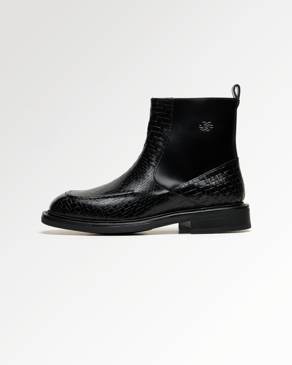 Filling Pieces Shaft Boot Woven Twist bottines noires cuir tressé