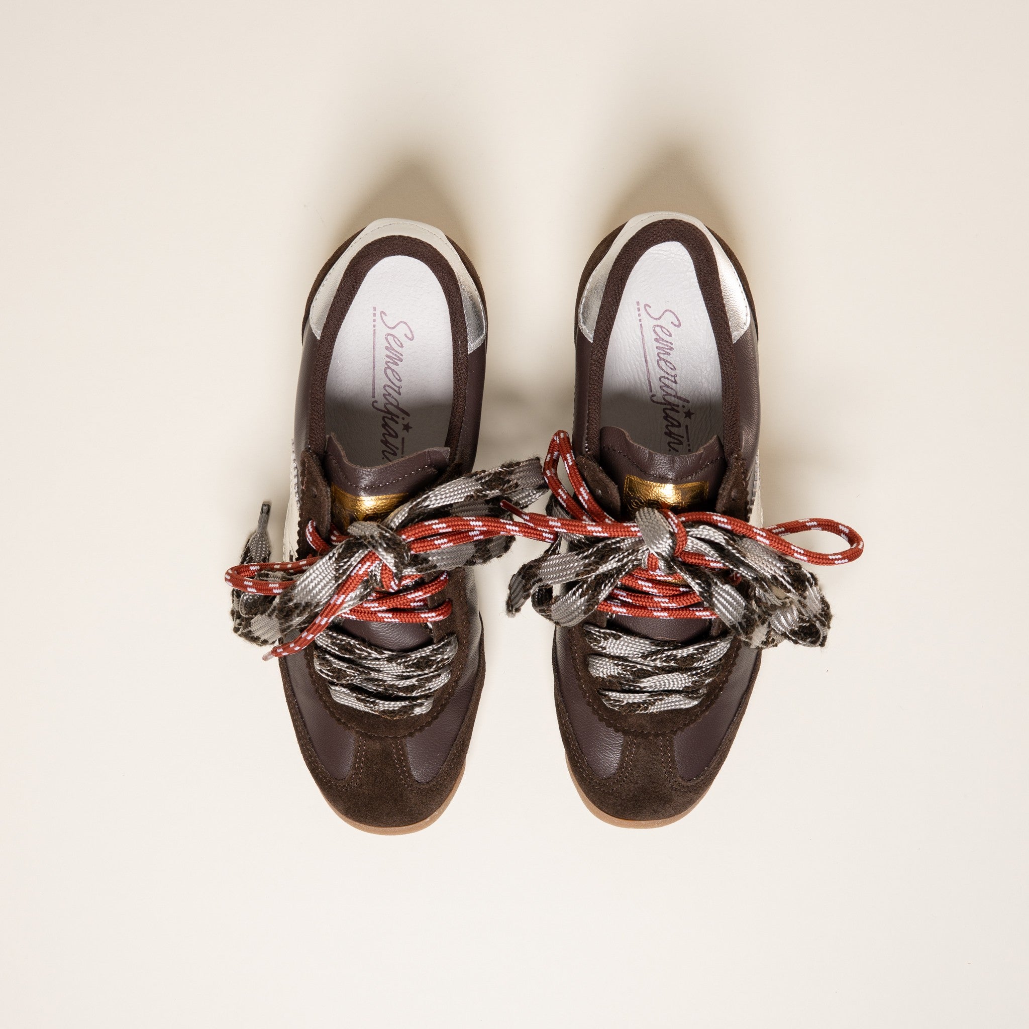SMR Joyce E321 baskets marron taille 38 cuir argent