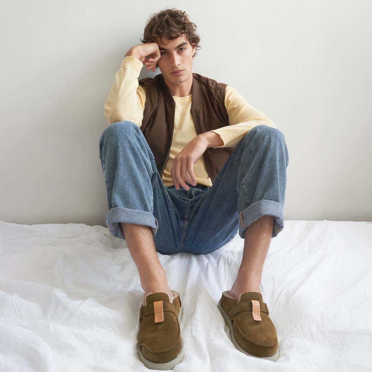 Satorisan Uwabaki Clog Suede sabots Thunderbolt daim mixte