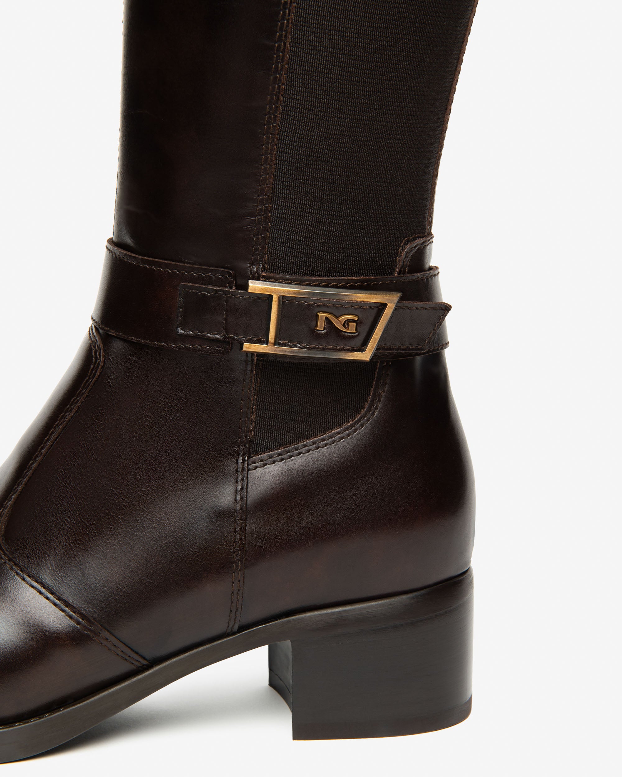 Nerogiardini Bottes Cuir Femme Tissu Talon 40 mm Zip