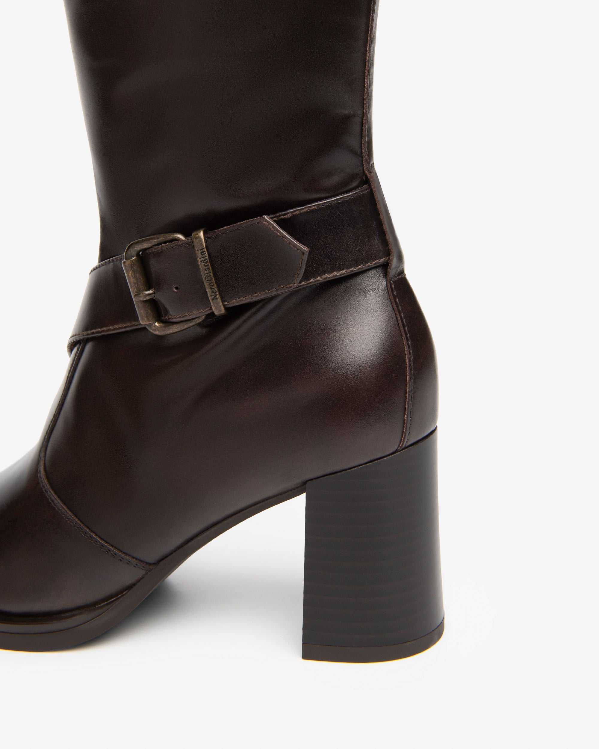 NeroGiardini Bottes Femme Cuir Talon Bloc 75mm 38