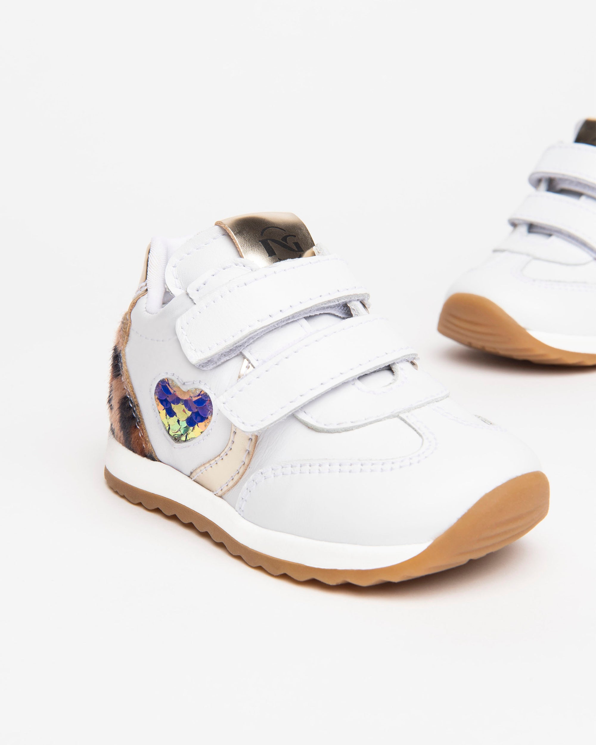 NeroGiardini Sneakers Baby cuir lamé fille cœur sequins