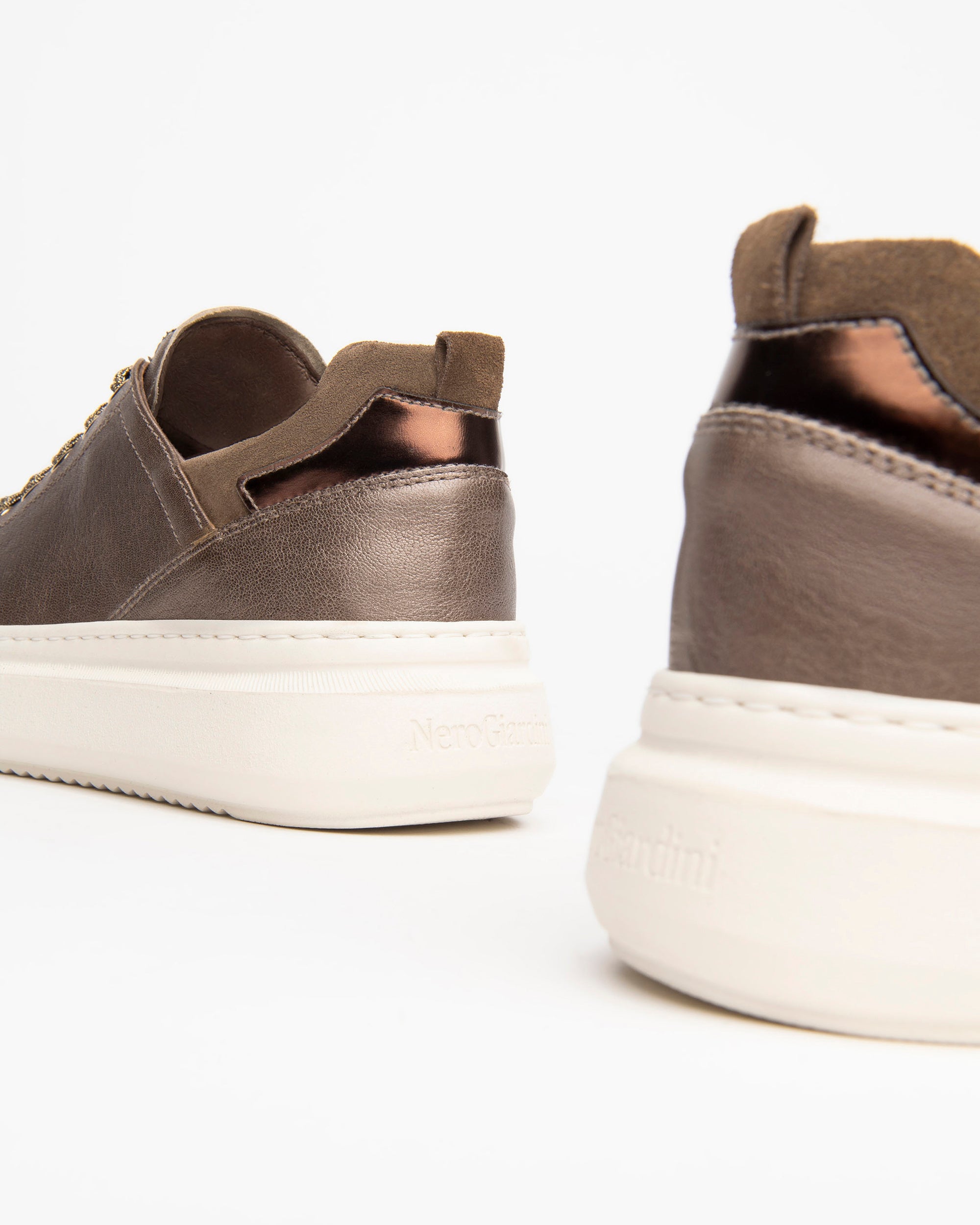 NeroGiardini Sneakers Femme Cuir Lamé Plateforme 4 cm