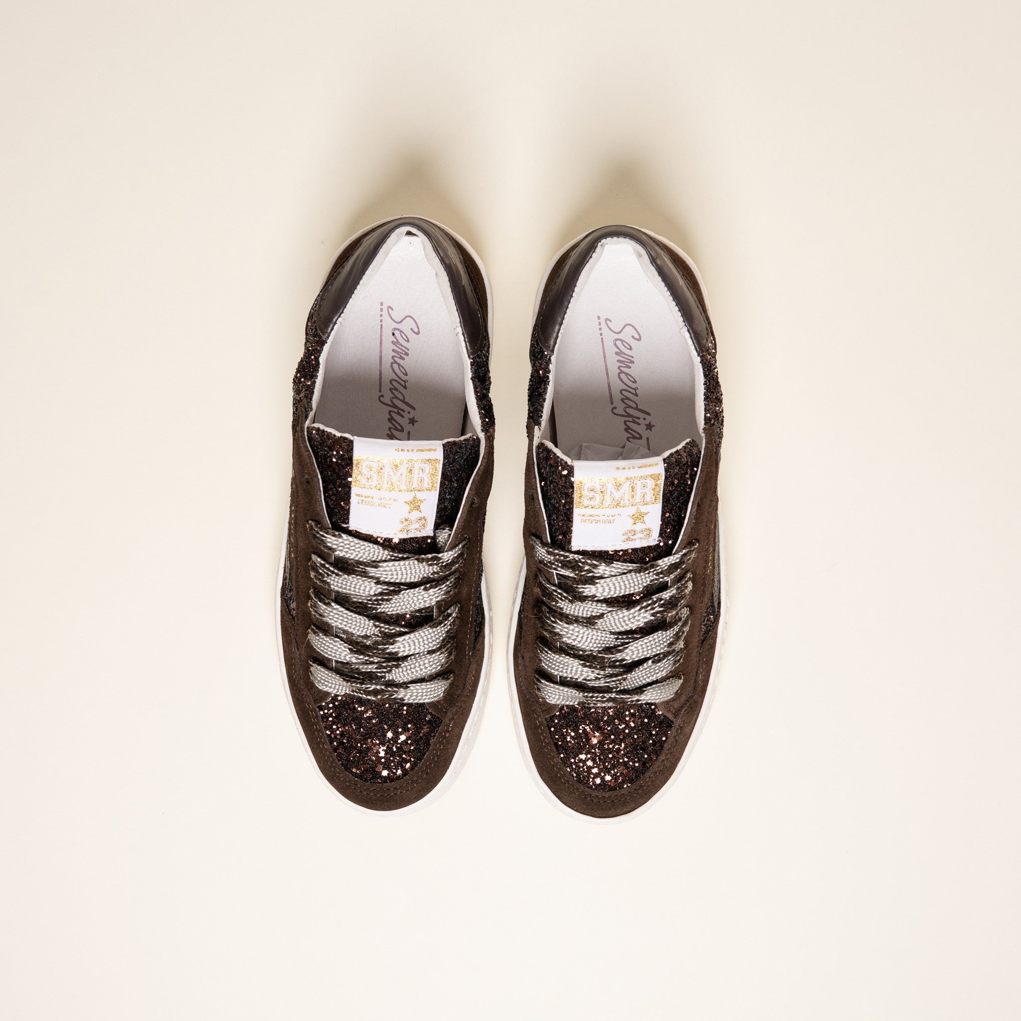SMR Ale E481 baskets cuir marron glitter