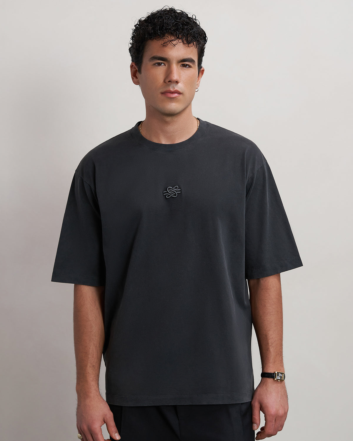 Filling Pieces T-shirt Boxy Embroidered Vintage Black coton