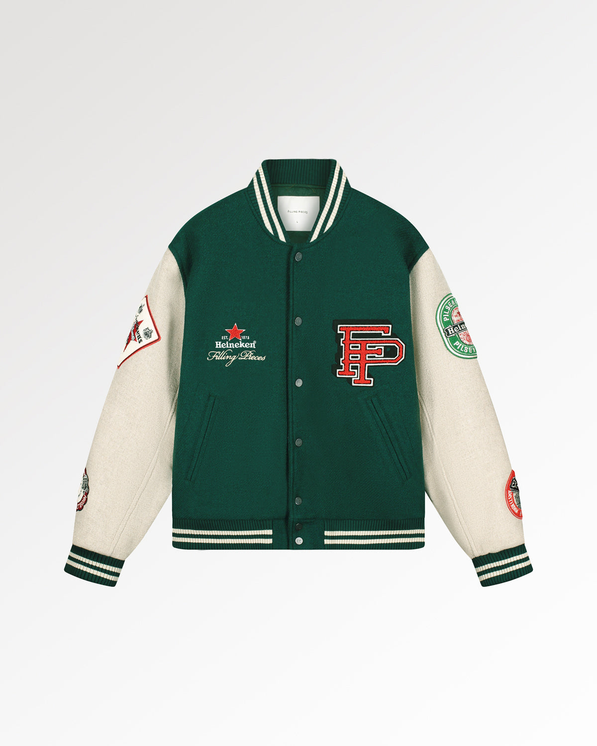 Filling Pieces Varsity Heineken Patch veste vert / blanc cassé