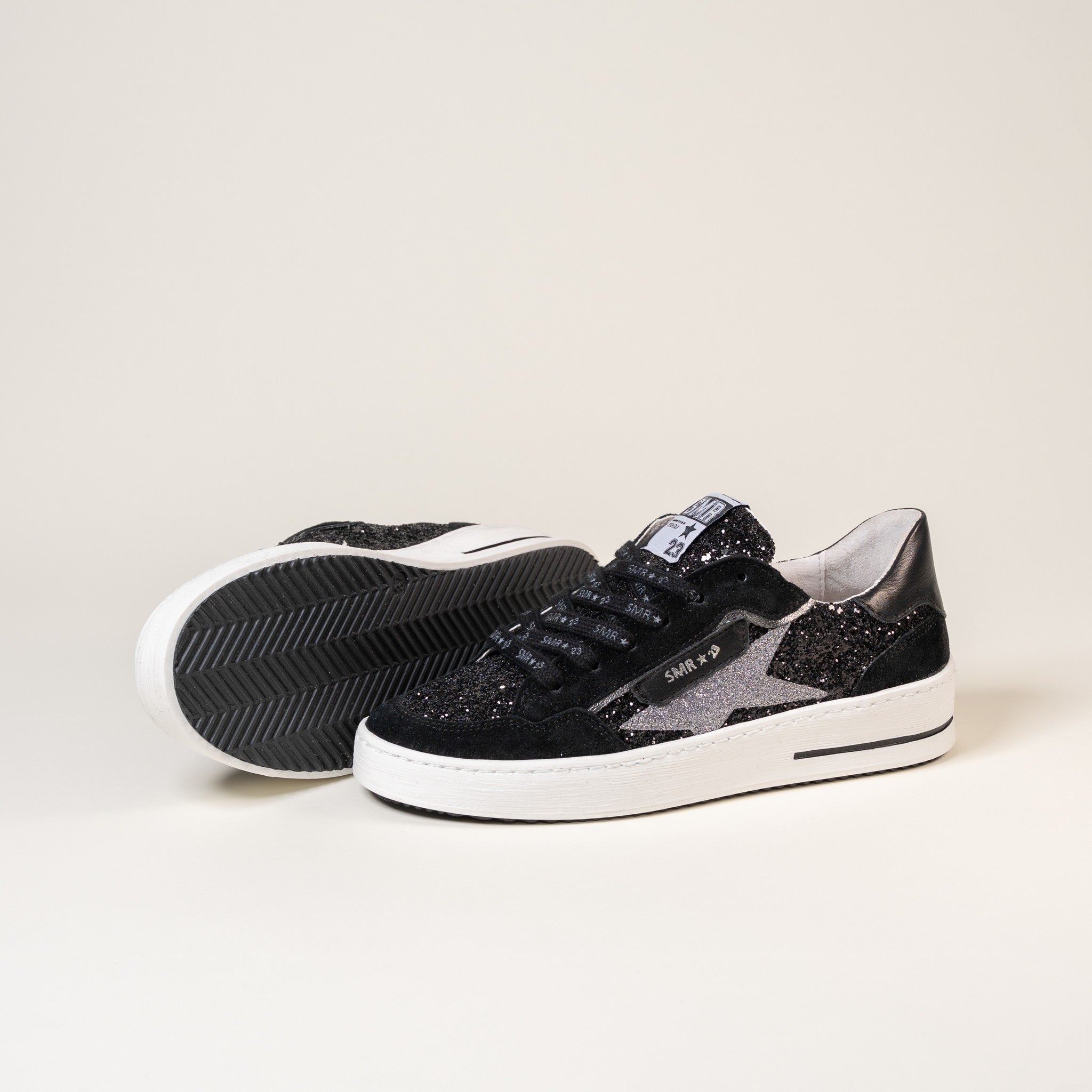 SMR Ale E480 Baskets Noir Argent Glitter
