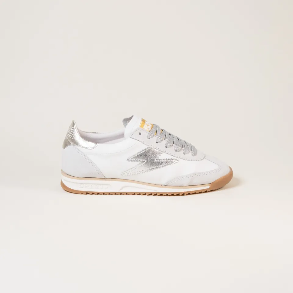 SMR Joyce E313 baskets cuir blanc argent
