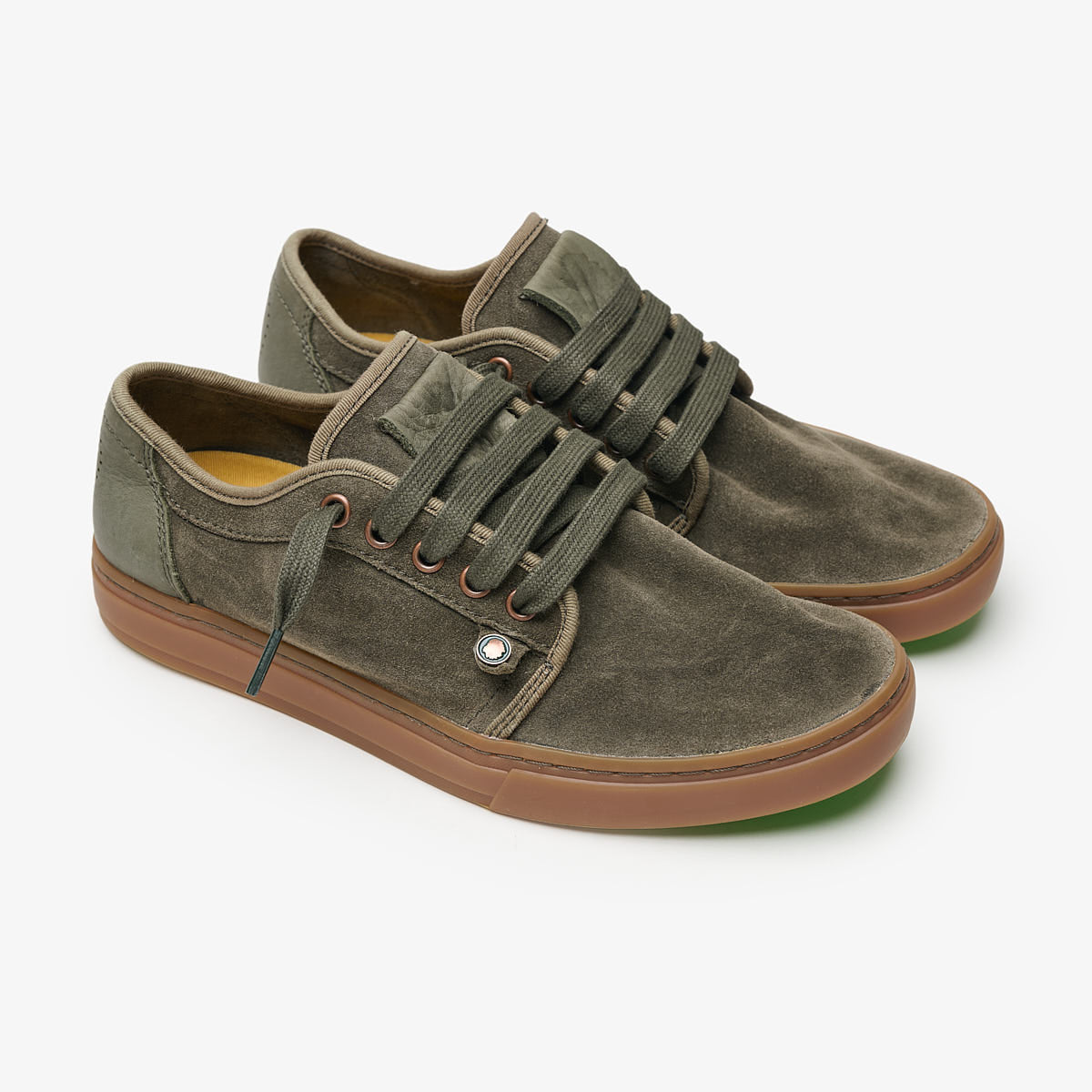 Satorisan Heisei Suede baskets Deep Khaki cuir