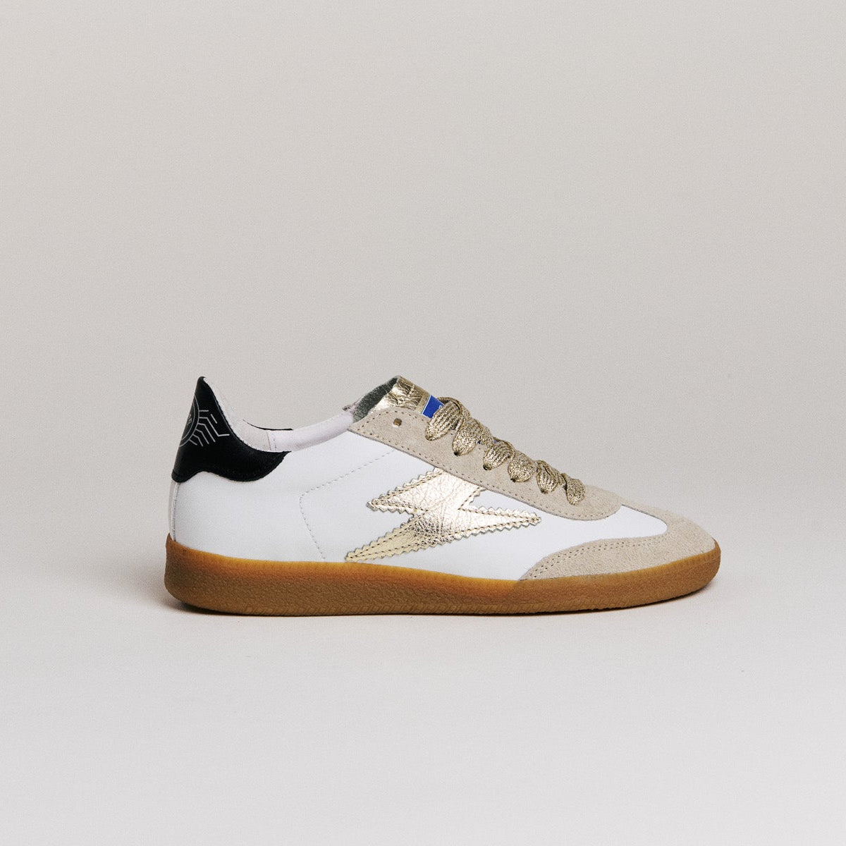 SMR Emily D331 baskets cuir blanc et or