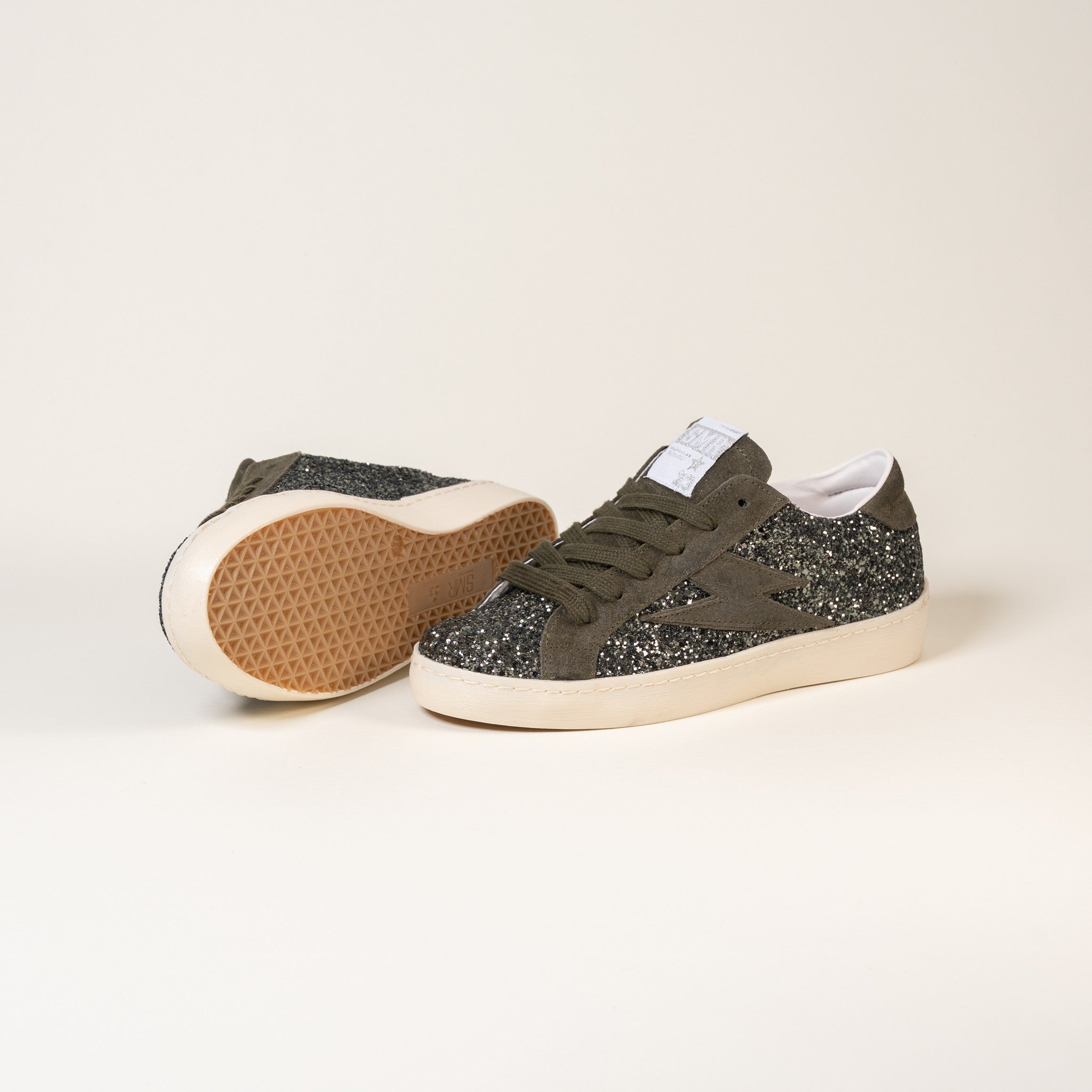 Semerdjian Maya E183 baskets kaki glitter cuir