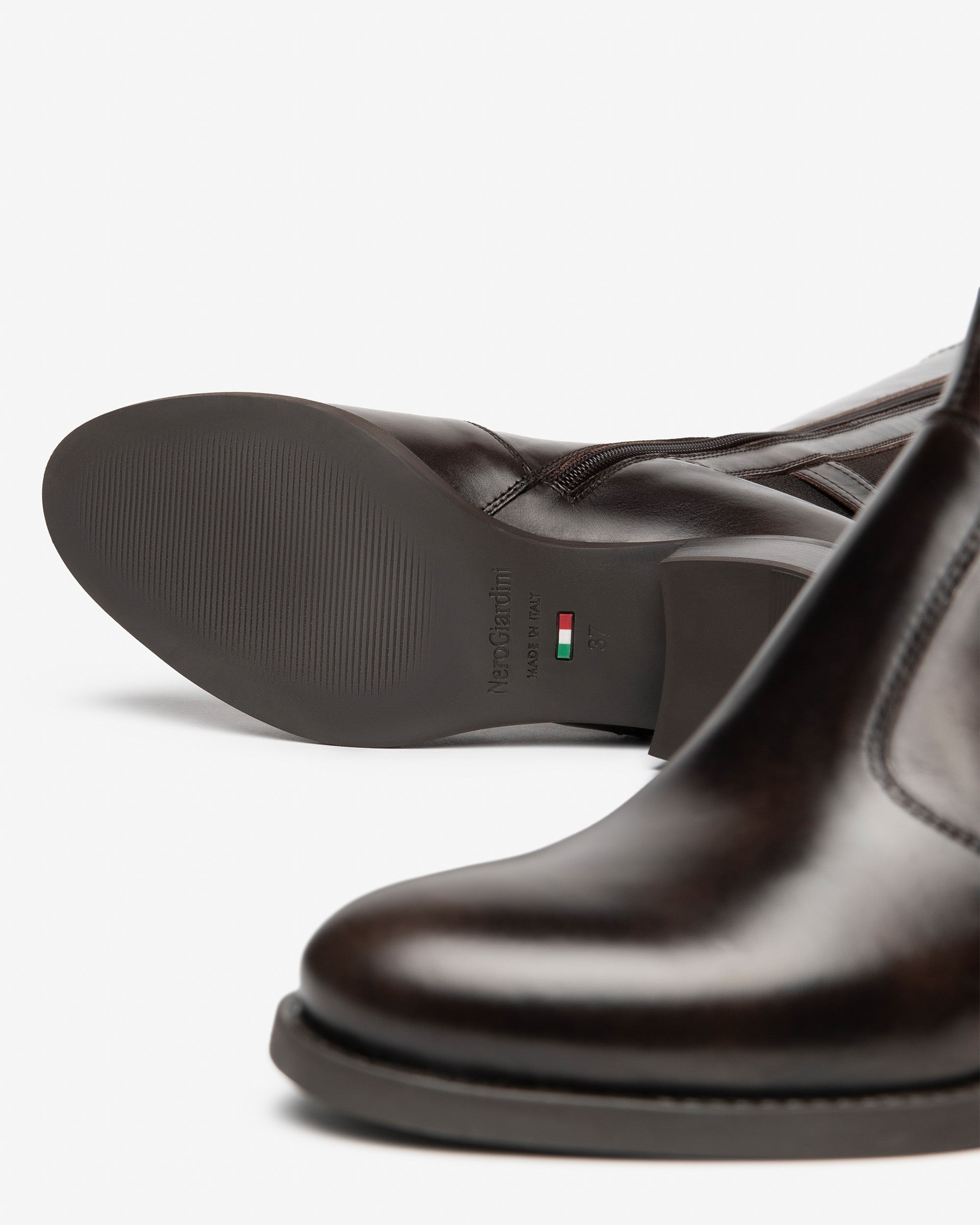 NeroGiardini Bottes Femme Cuir et Tissu Talon 40 mm
