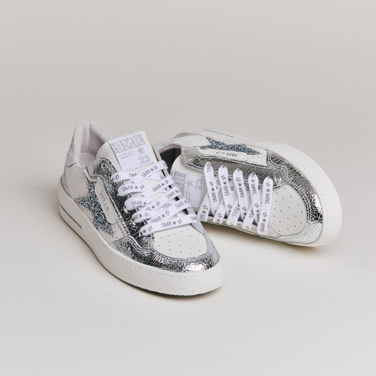 SMR Semerdjian Ale D609 baskets cuir blanc argent