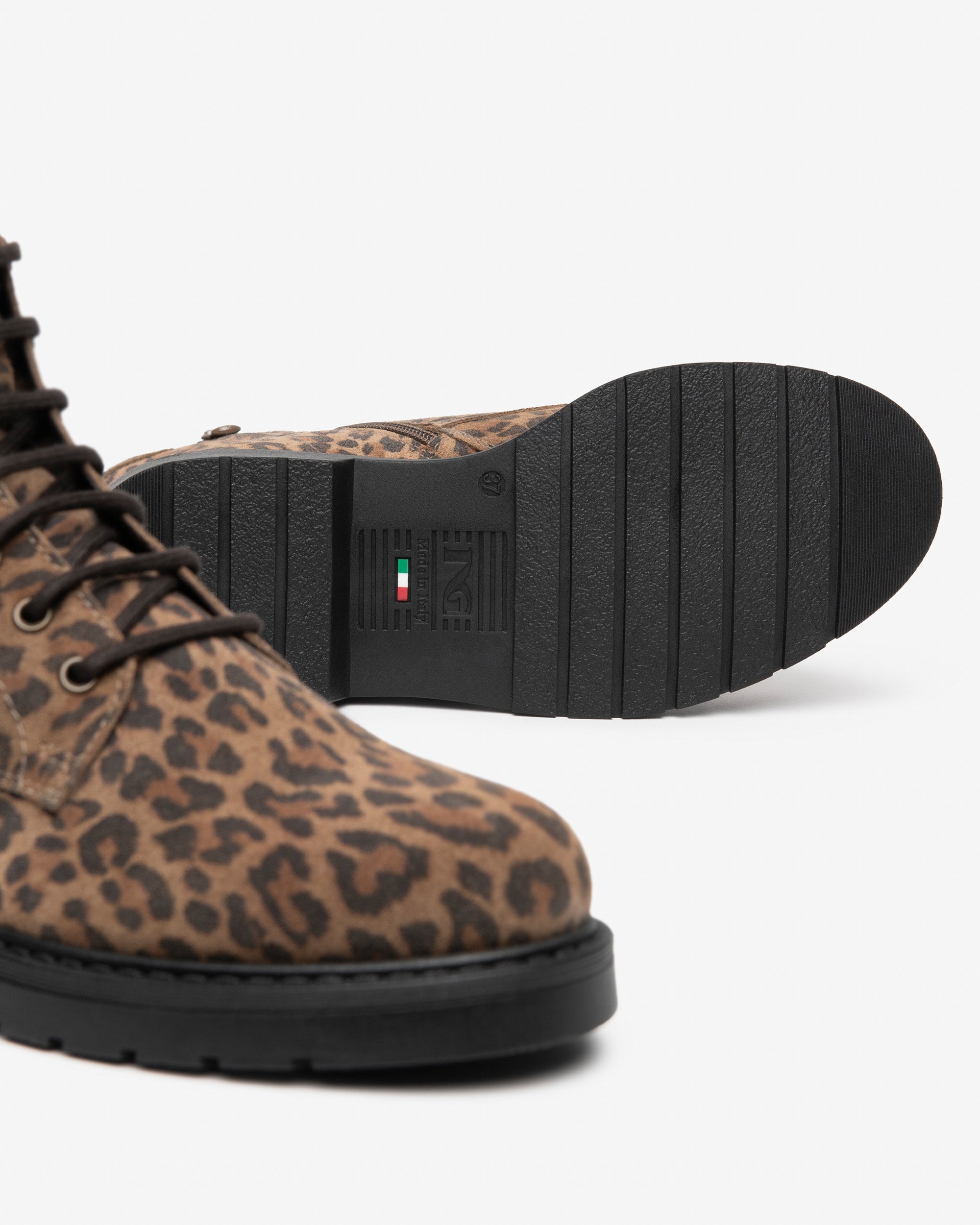 NeroGiardini Bottines Motardes Daim Léopard Talon 30mm