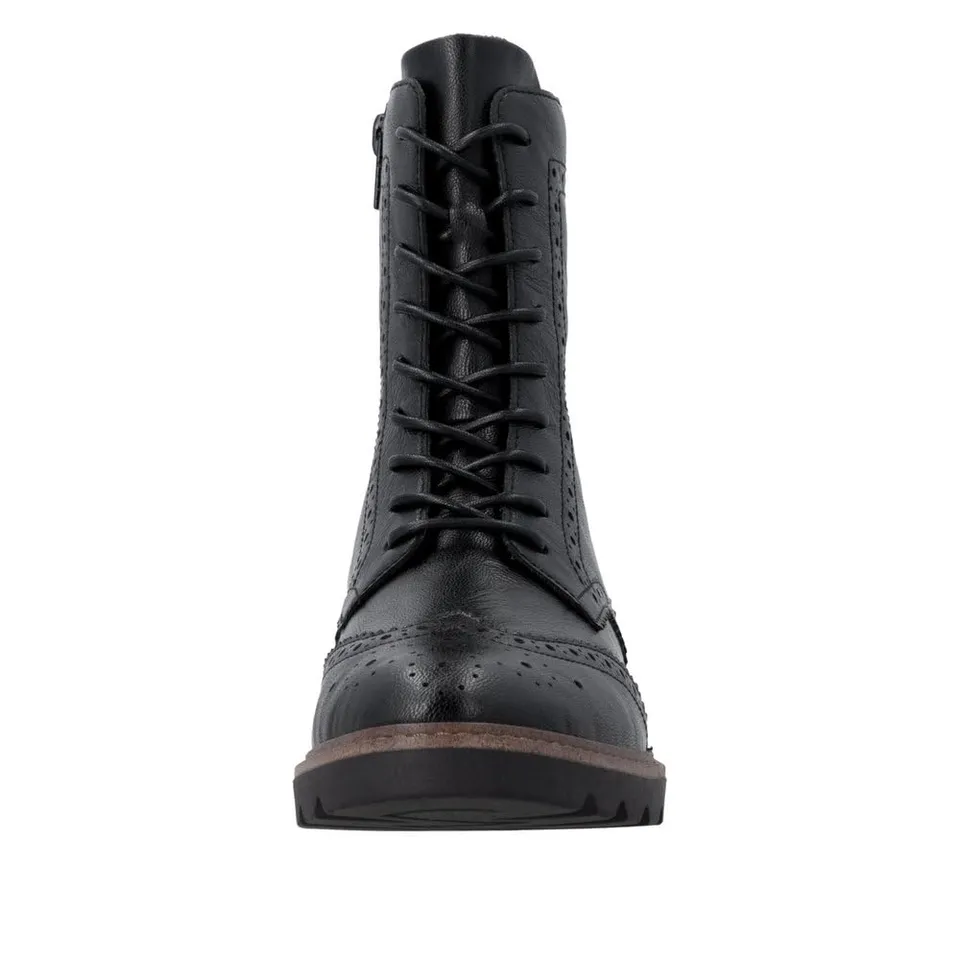 Remonte D2Q73 bottes à lacets femme noir cuir zip