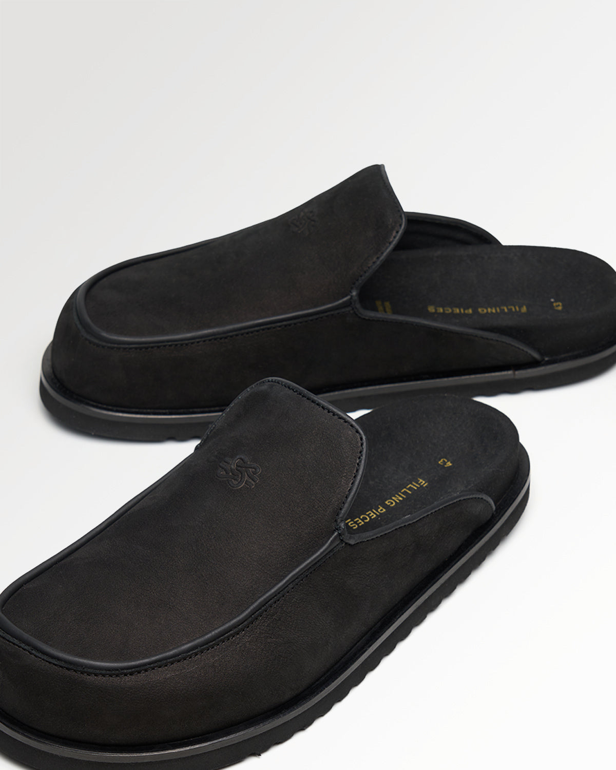 Filling Pieces Clog Grain Black sabot cuir noir