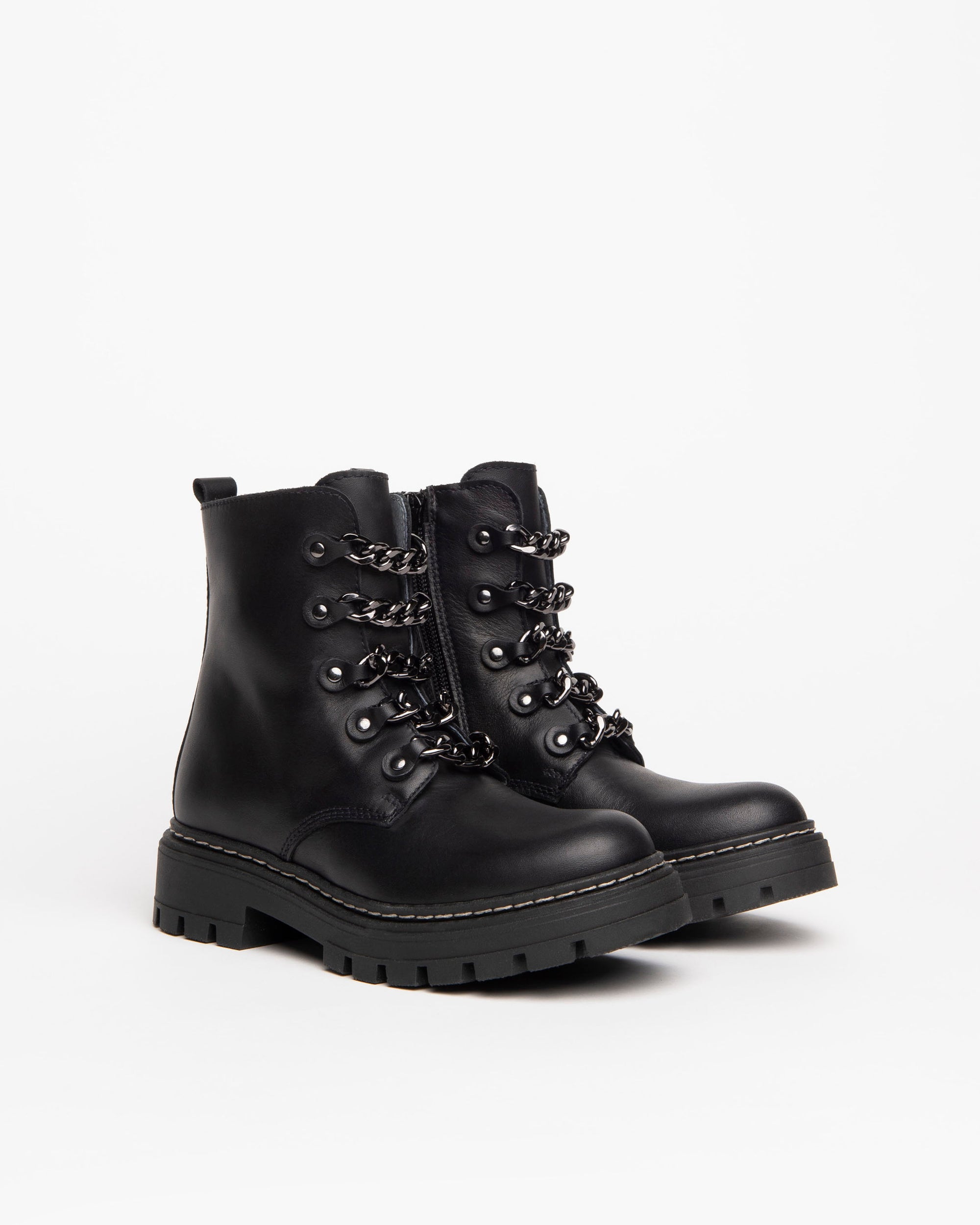 NeroGiardini Bottines Teens Fille Cuir Zip Chaînes