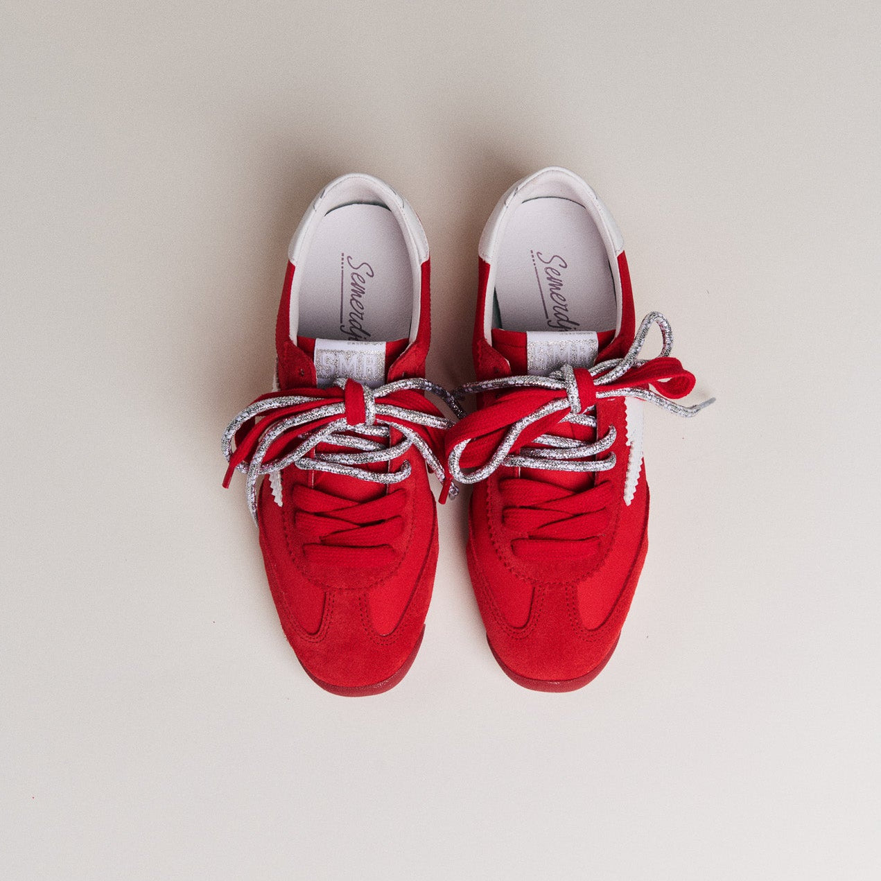 Semerdjian Joyce D621 baskets rouge blanc tissu