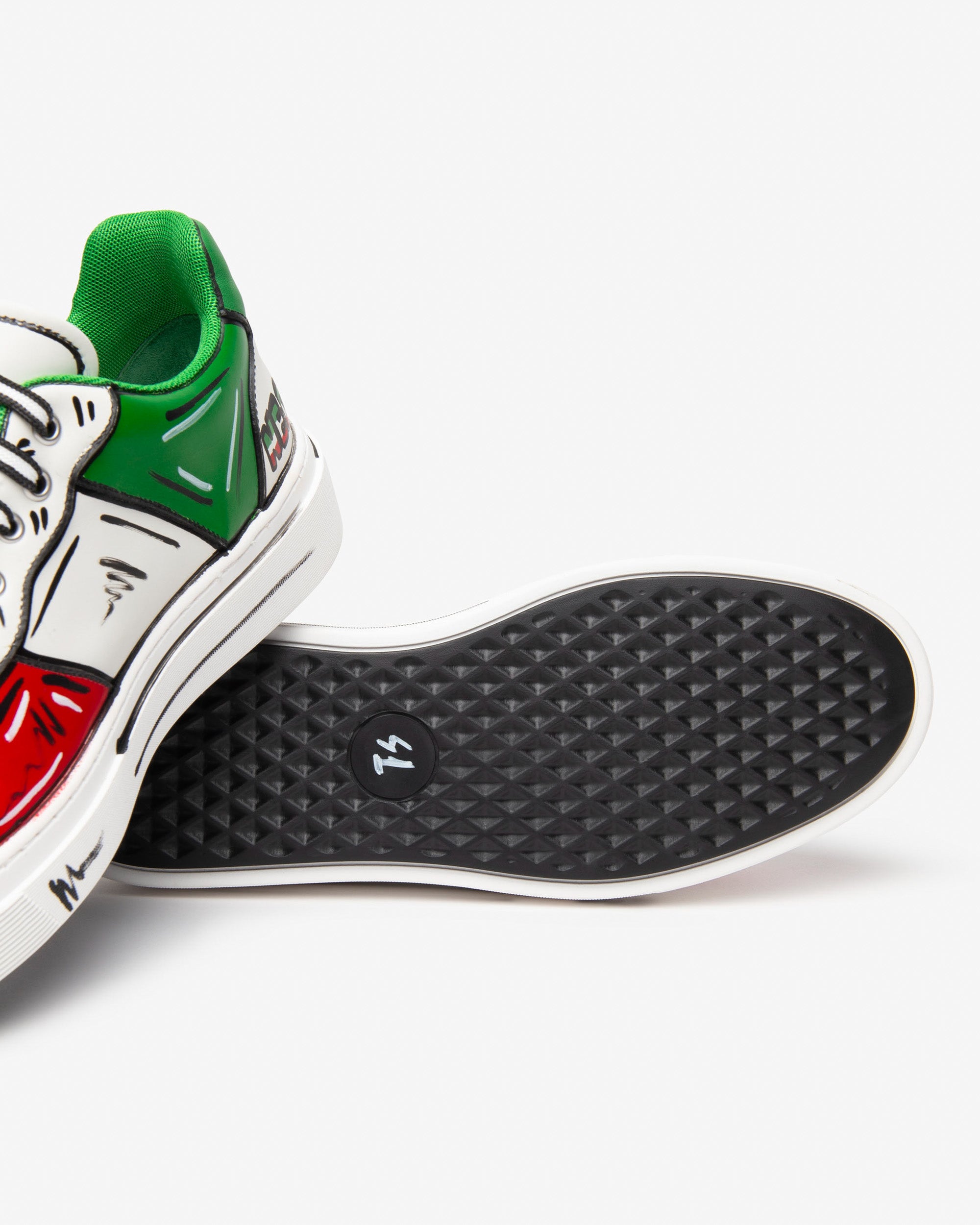 NeroGiardini Sneakers Homme Cuir Baskets Drapeau Italien