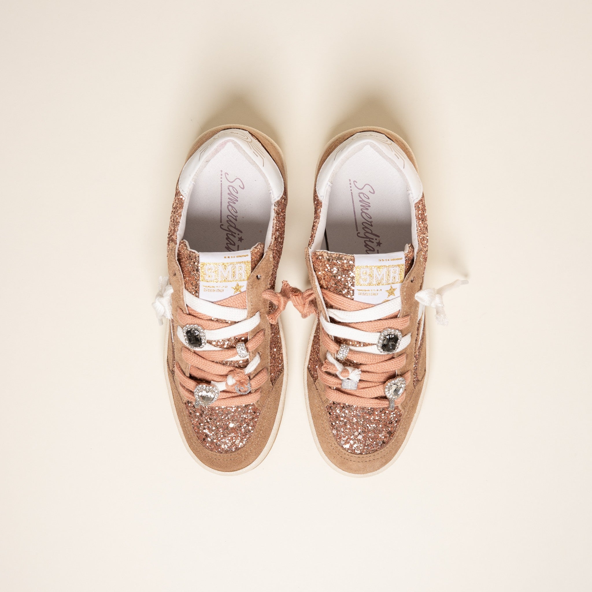 Semerdjian Dany E194 baskets glitter nude bijoux
