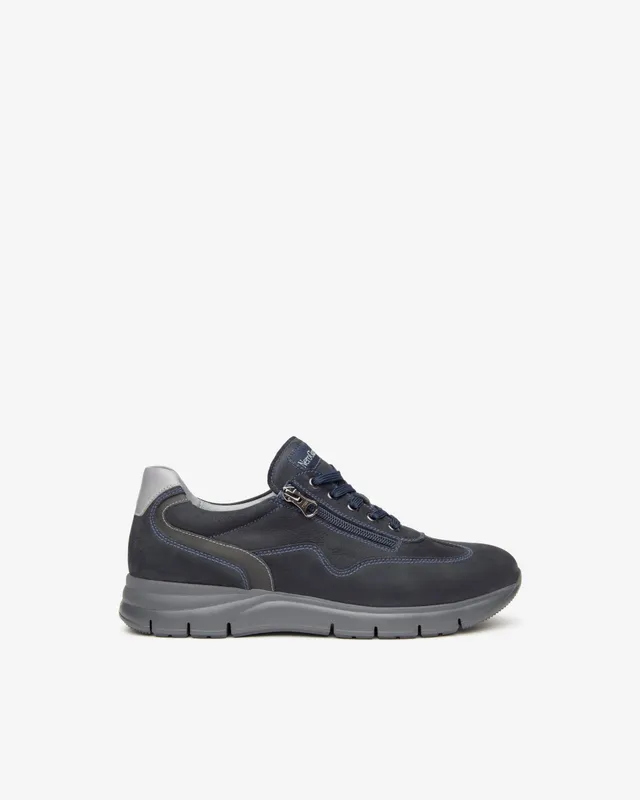 NeroGiardini Sneakers Homme Cuir Nubuck Zip Confort