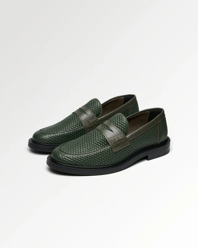 Filling Pieces Reed mocassins cuir vert foncé