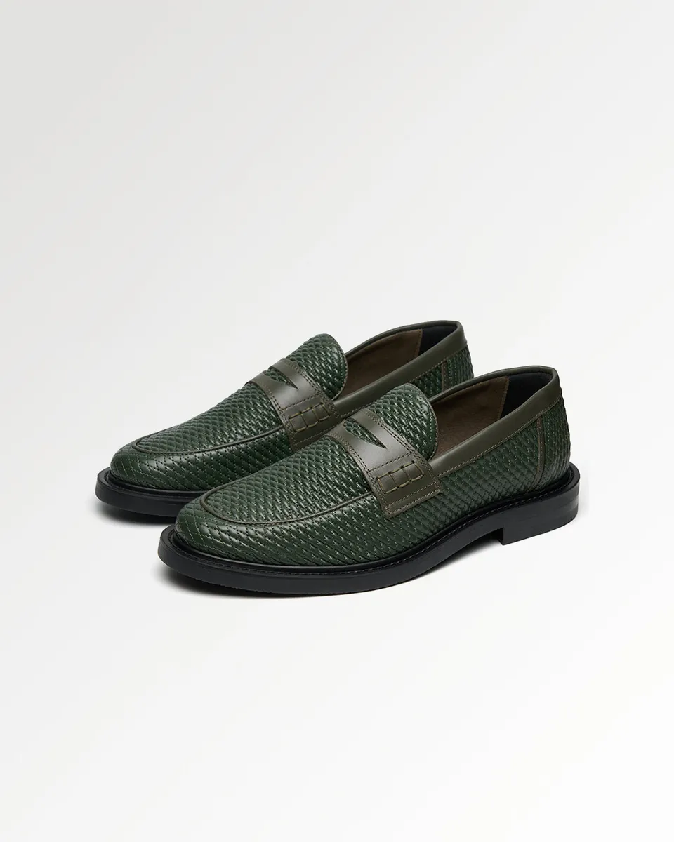 Filling Pieces Reed mocassins cuir vert foncé