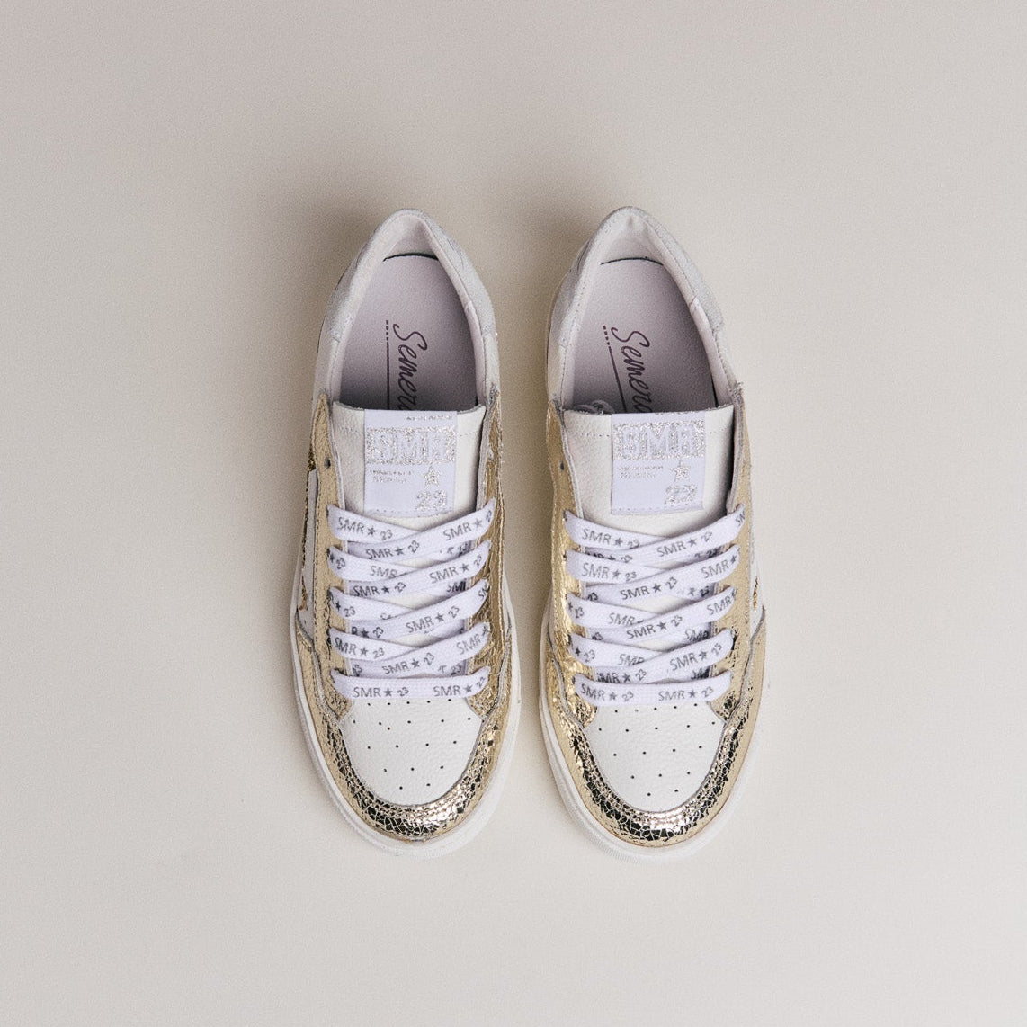 SMR Ale D610 basket cuir blanc glitter doré
