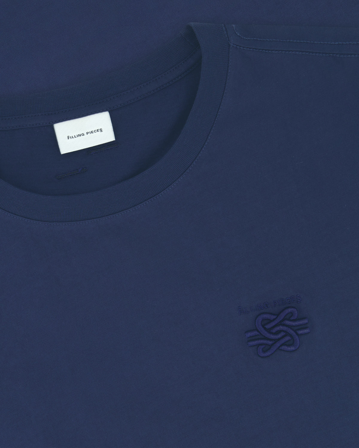 Filling Pieces Embroidered Knot T-shirt Navy coton bio