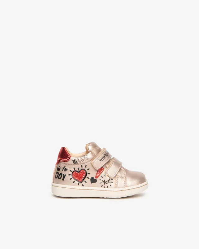 Nerogiardini Sneakers Baby baskets cuir lamé scratch paillettes