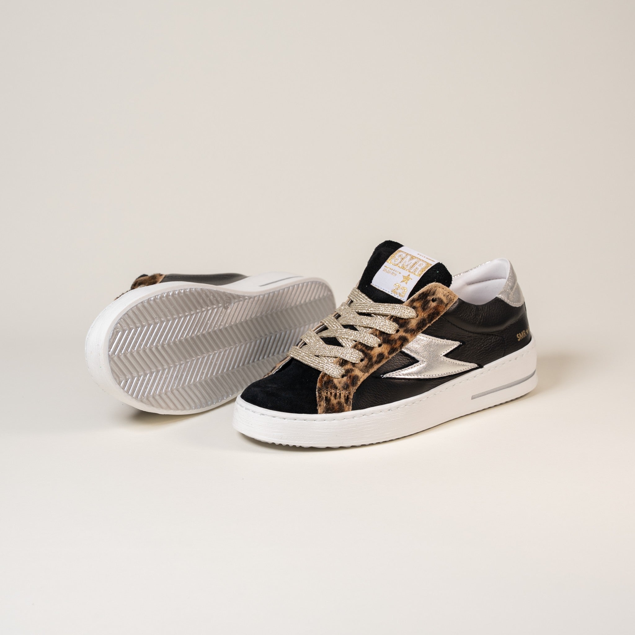 SMR Maya E189 baskets léopard noir champagne