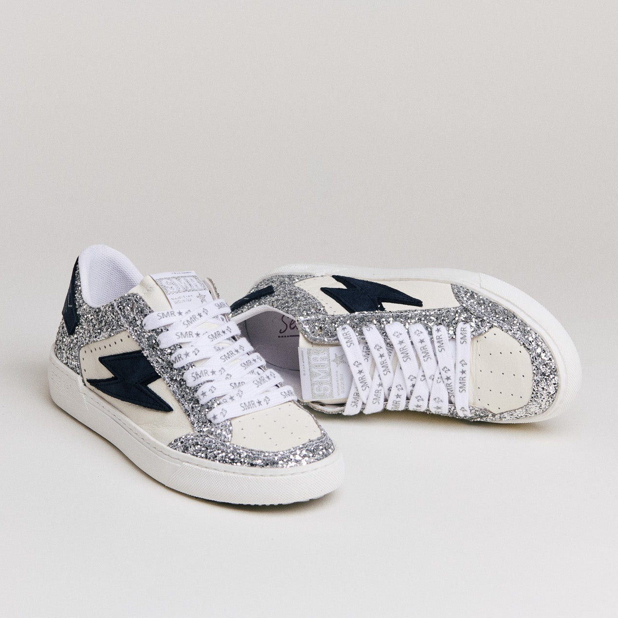 Semerdjian Noubar D605 baskets panna bleu cuir