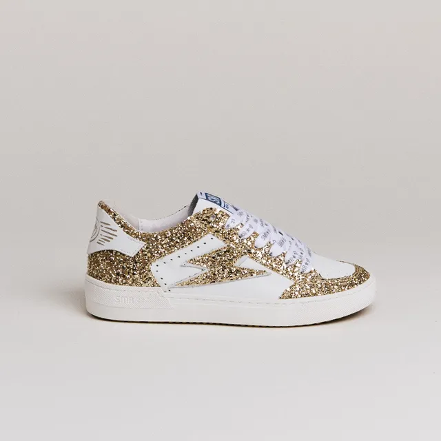SMR Noubar D440 baskets cuir blanc et or