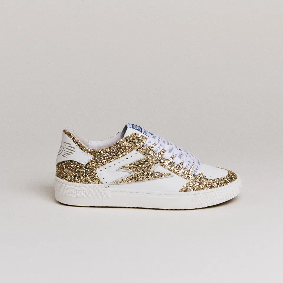SMR Noubar D440 baskets cuir blanc et or