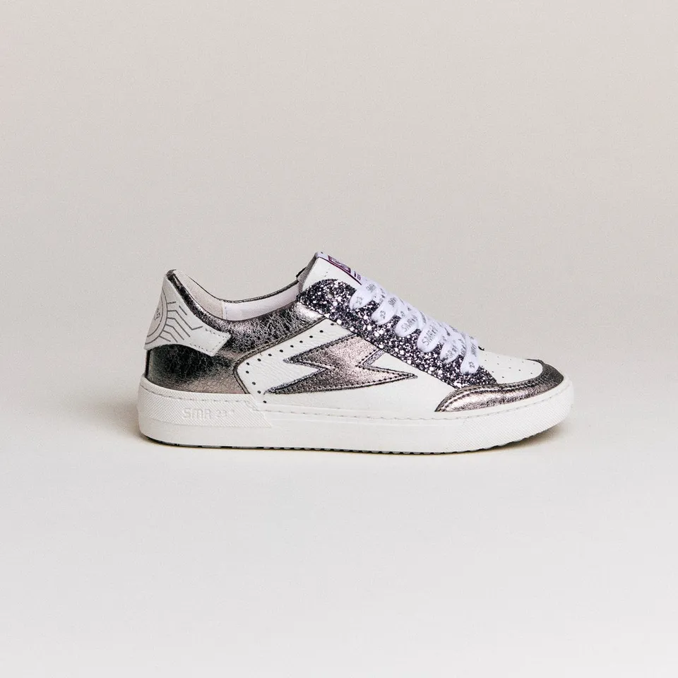 Semerdjian Noubar D608 baskets blanc anthracite paillettes
