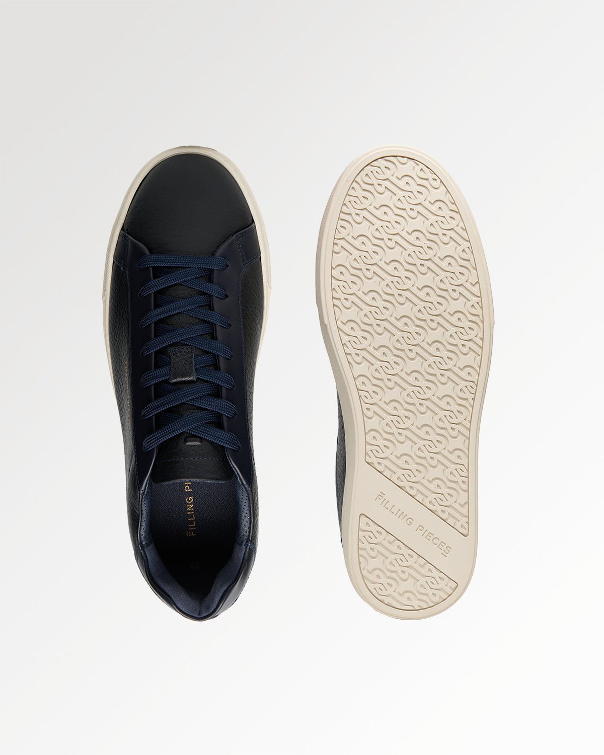 Filling Pieces Tiebreak Waxed Grain Navy sneakers bleu marine cuir