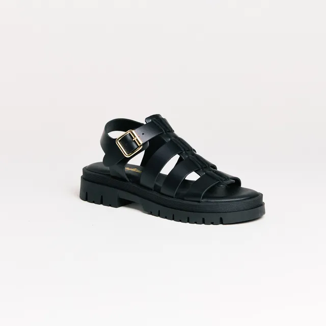 SMR Delia Vitello sandales cuir noires semelle 4 cm