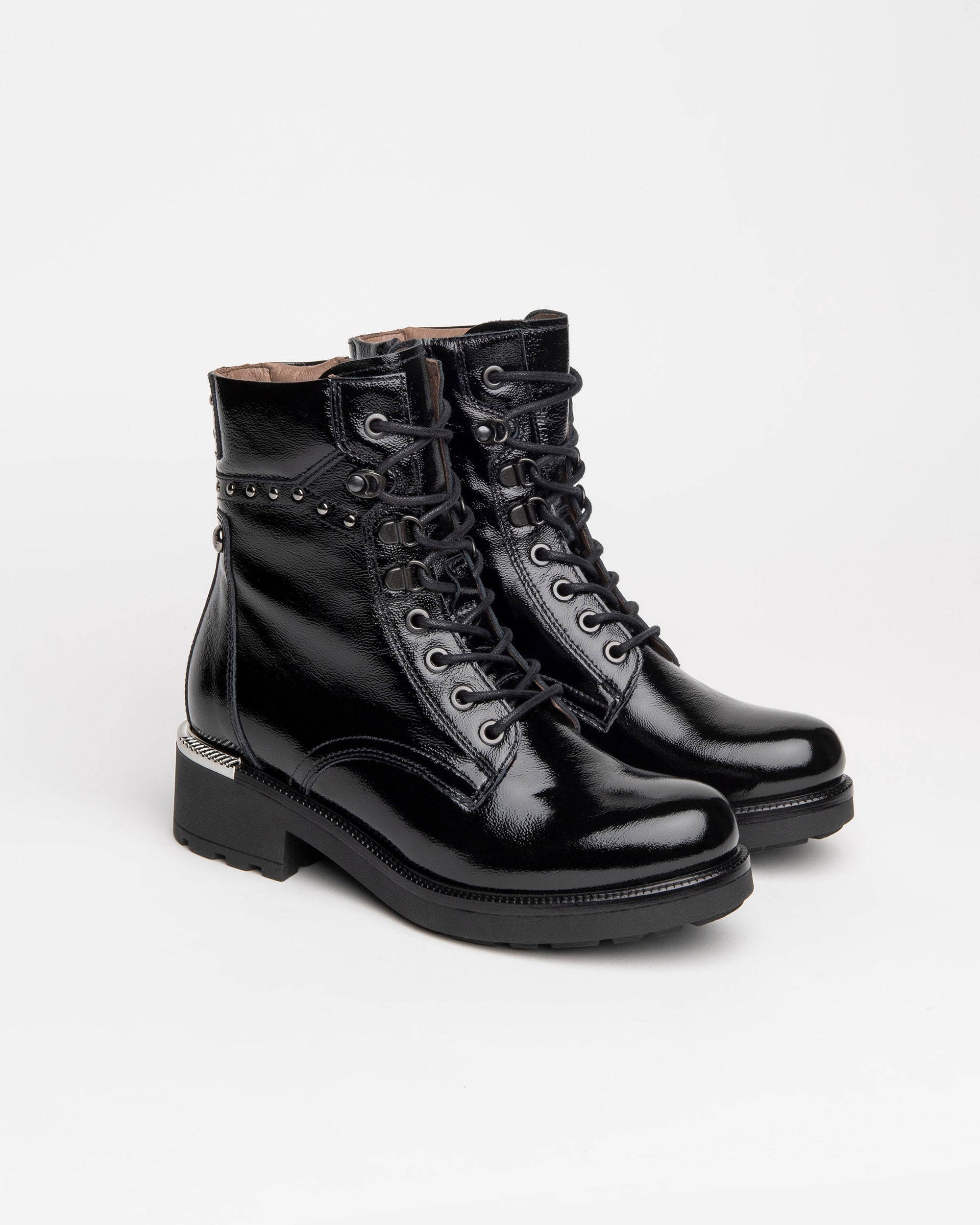 NeroGiardini Bottines Femme Vernis Lacets Zip Talon 4 cm